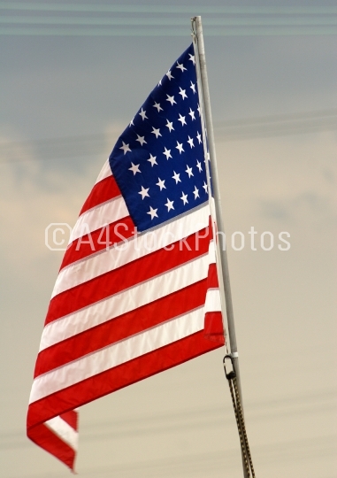 US flag waving in breeze