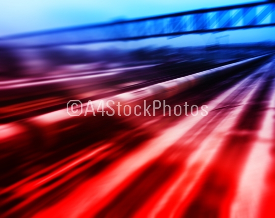 Blue and red train in motion abstraction