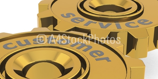 Customer service word on golden gears