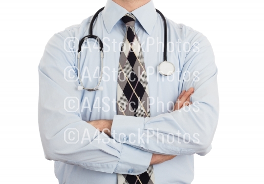 Doctor with stethoscope, isolated