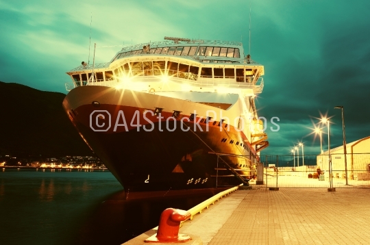 Dramatic Norway ship postcard background