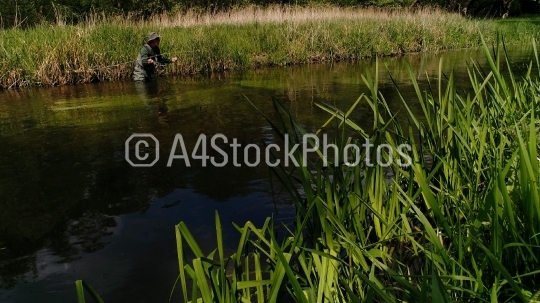 Dry fly fishing on a chalk stream in Norfolk
