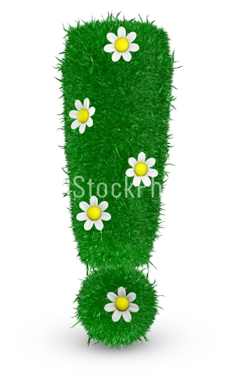 Exclamation mark covered grass