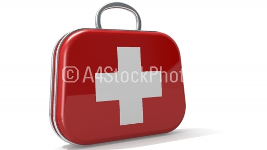 First aid kit box isolated on white background