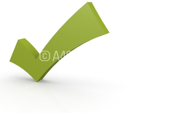 Green check mark isolated on white background