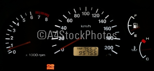 Horizontal isolated car speedometer no fuel panel background bac
