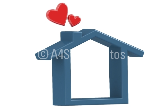 House with love isolated on white background