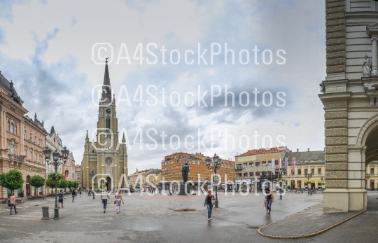 Main square and Church in Novi Sad, Serbia