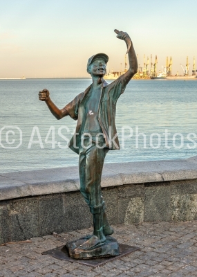 Monument to the fisherman on the embankment of Berdyansk, Ukrain