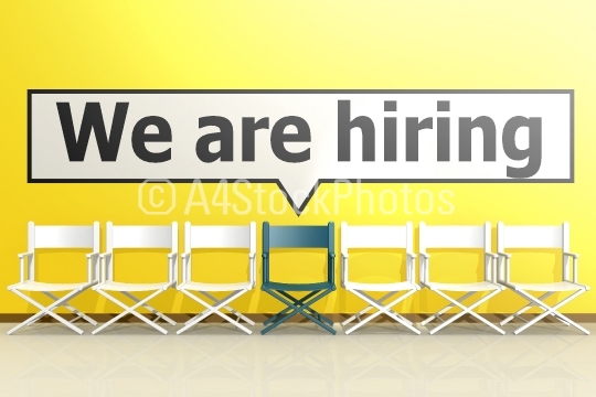 Row of chairs with we are hiring concept