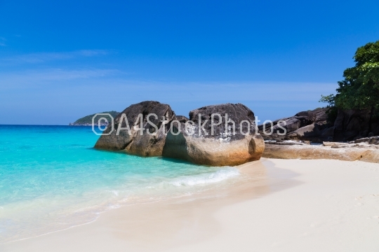 Similan White sand beach and turquoise blue sea
