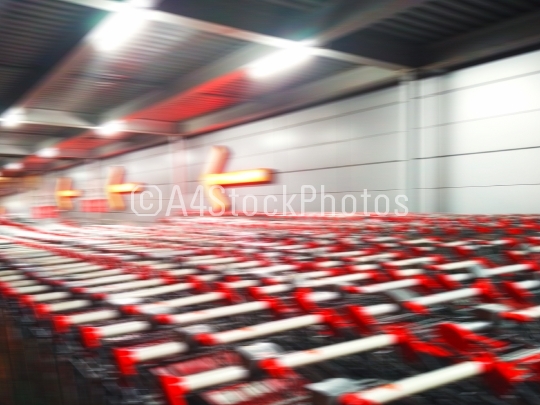 Supermarket carts motion blur abstraction background