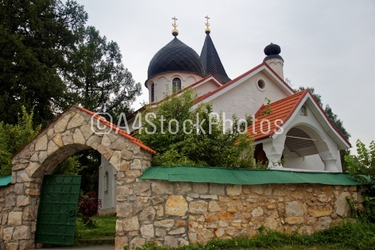 the stone Orthodox Church in summer in Russia 