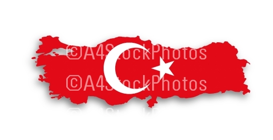 Turkey map with the flag inside