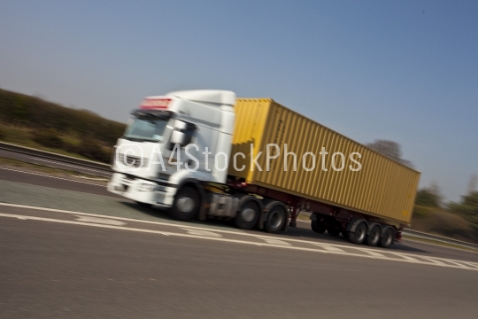 Yellow container truck