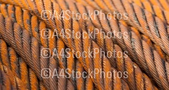 Abandoned rusty steel cable - Selective focus