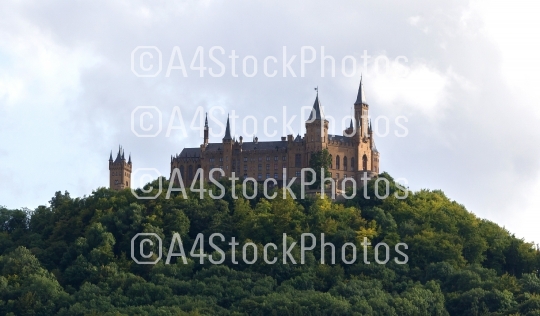 Aerial view of famous Hohenzollern Castle, ancestral seat of the