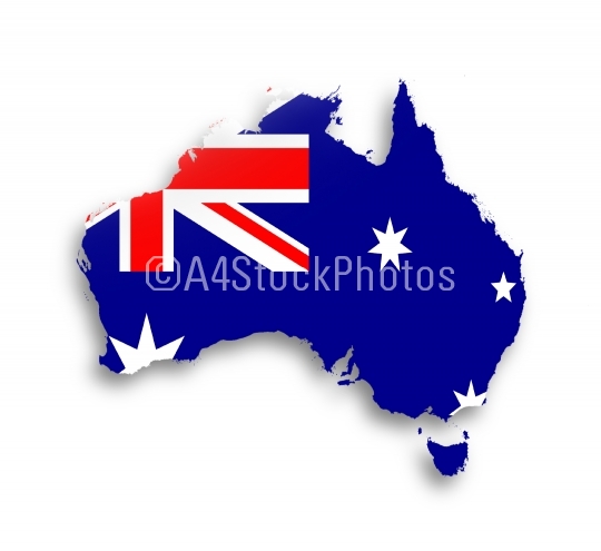 Australia map with the flag inside