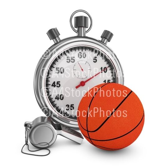 Basketball whistle and stopwatch