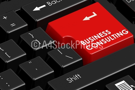 Business consulting word on black keyboard