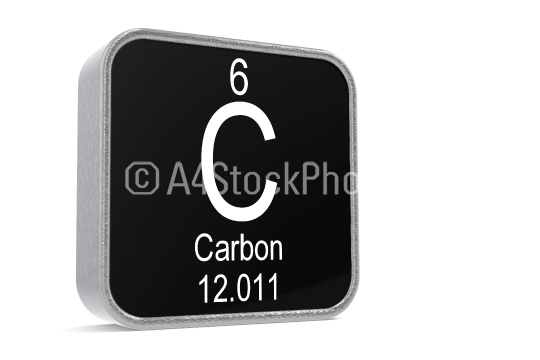 Carbon element symbol on square block