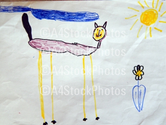Children's drawings on paper