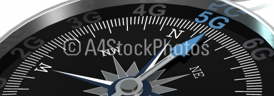 Compass needle pointing to word 5G
