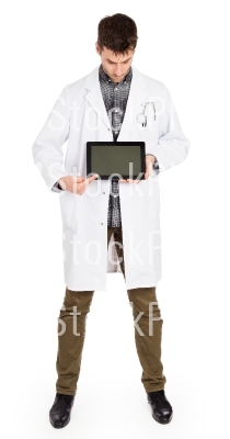 Doctor holding tablet with copy space and clipping path for the 