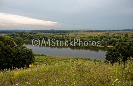 evening on the Oka river in the Tula region