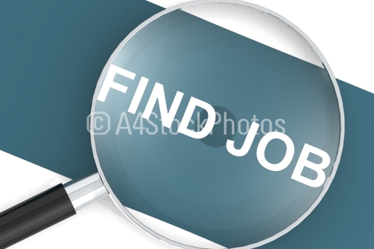 Find job word under magnifying glass