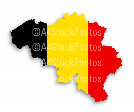Flag and country border line of belgium