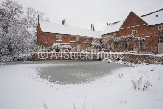 Flatford Mill in Constable Country after heavy Winter snowfall
