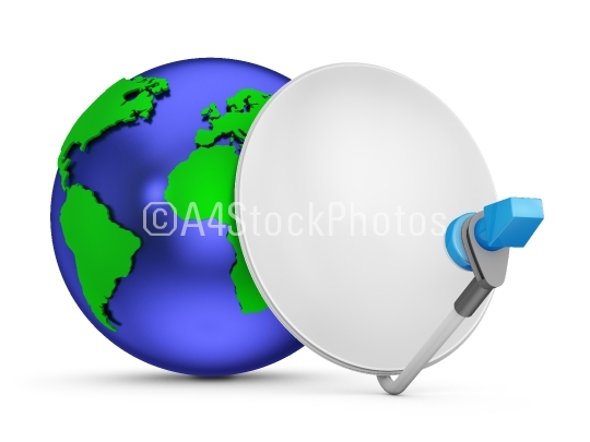 Globe with  satellite dishes.Elements of this image furnished by