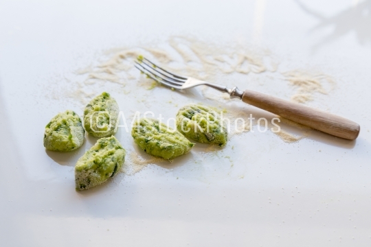 Gnocchi with wild garlic is Prepared