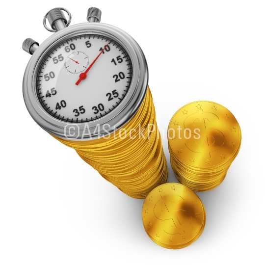 gold coins and a stopwatch