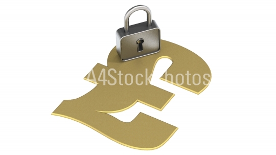 Golden pound sign with padlock