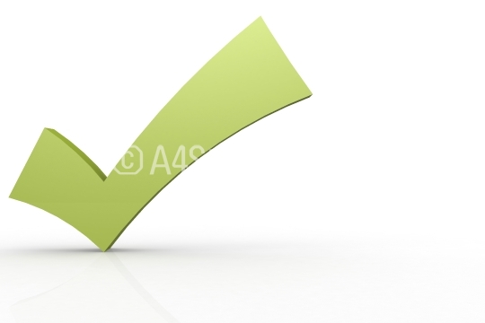Green check mark isolated on white background