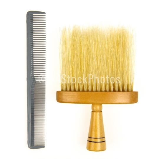 Hair brush for barber and a grey comb