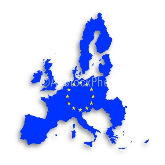 Illustration of a map of European union and EU flag 