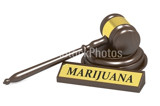Judge gavel and marijuana banner