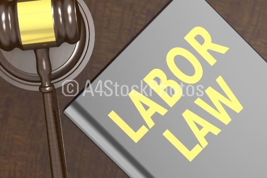Judge gavel with labor law word on book