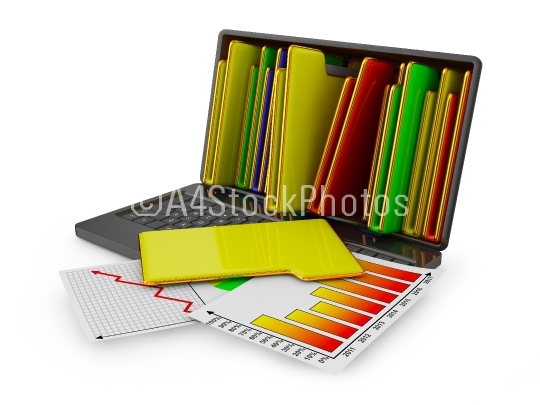 Laptop with folders