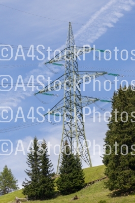 Large electric pylon in the Alps