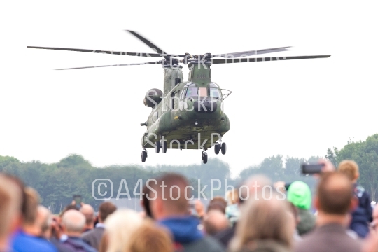 LEEUWARDEN, NETHERLANDS - JUNE 11 2016: Chinook CH-47 military h