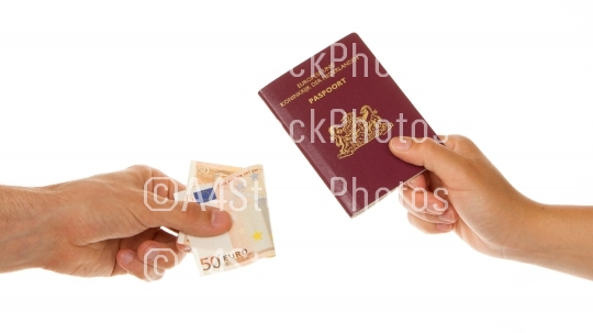 Man paying for passport