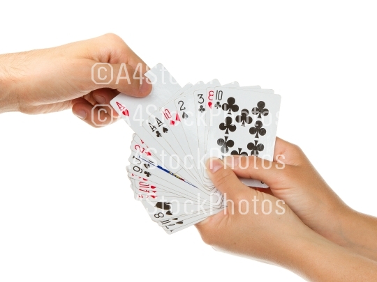 Man picking a playing card
