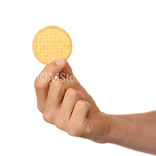 Man with a biscuit in his hand