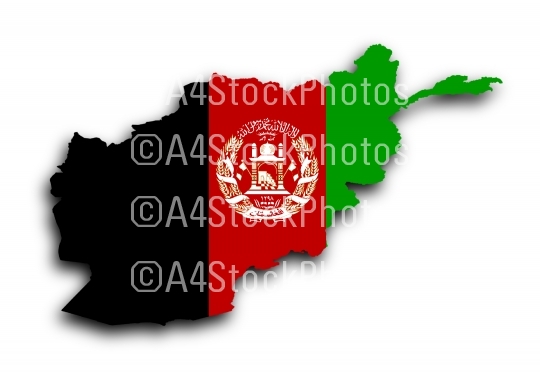 Map of Afghanistan filled with flag