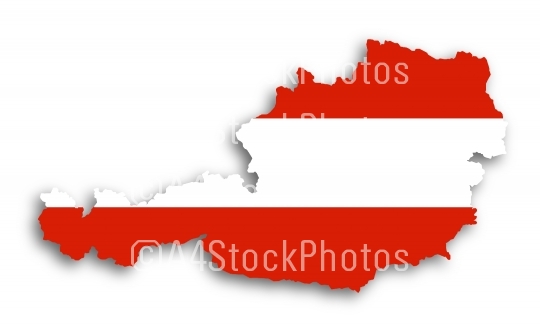 Map of Austria filled with flag