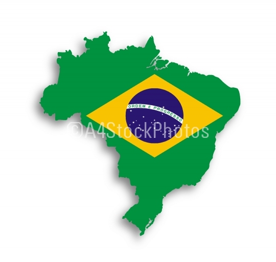Map of brazil with flag inside